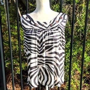 Black and off white zebra print top